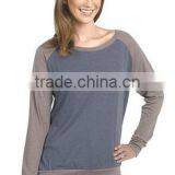 Factory Direct Wholesale Women's Cotton Poly Contrast Raglan Long Sleeve Pullover thumbnail-3