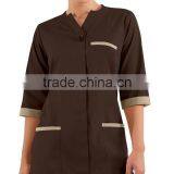 High Quality Female Color Contrasting 3/4 Sleeves House Keeping Tunic With One Button Closure thumbnail-2