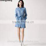 Stylish Leisure Long Sleeve Denim Jeans Dress With Waistband thumbnail-1