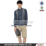 Latest Blue 100% Cotton Cowboy/jeanet Long Sleeve Casual Shirts for Men With Dots and Spread Collar thumbnail-1