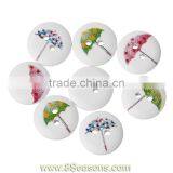 Wood Painting Sewing Buttons Scrapbooking Round 2 Holes Mixed Umbrella Pattern Print 15mm Dia,100PCs,Bulk thumbnail-1
