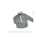 Woven Gray Cotton Check Printing Shirts Kids Plaid Shirts, Long Sleeve Boys Blouse thumbnail-1