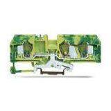 600V 50AMP 3 Conductor Ground Spring Terminal Blocks , Green Yellow