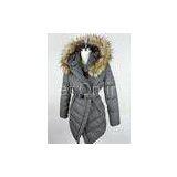 Hooded Womens Long Down Jackets , Ladies Padded / Goose Feather And Down Coat thumbnail-1