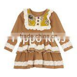 Hot sale sand ruffle peplum top lace ruffle baby girl clothes long sleeve new model shirts