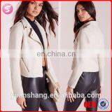 Fashion Women Faux Suede Neoprene Biker Jacket Nude thumbnail-1