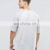 Men Raglan Gray Long Line Tshirts Custom Logo Design T-shirts Blank Raglan thumbnail-3
