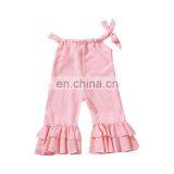 2019 New Wide Leg Korean Fashion Pink Ruffle Pants Jumpsuits for Girls thumbnail-3