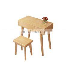 Nordic Style Modern Simplicity Log Oak Foot Dressing Table With Multi-storage Lattice Mirror Cabinet