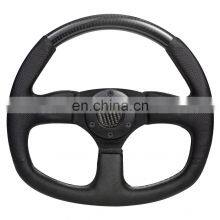 Univeral 13''/330mm Perforated Leather Race Steering Wheel, Classic Flat Carbon Steering Wheel thumbnail-1