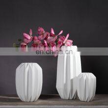 Wholesale Modern Porcelain White Ceramic & Flower Decoration Centerpiece Vase Origami Art Design White Matte Vase thumbnail-4