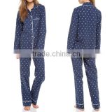 Long sleeve winter wholesale fashion dot flannel women winter pajama