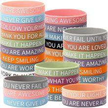 Hot Sale Colorfully Never Give up Printed Silicone Wristbands thumbnail-1