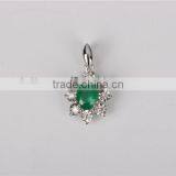 925 Sterling Silver Green Stone Jewelry Pendant Necklace thumbnail-4