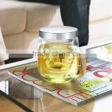 Free Samples! 370ml Glass Tea Cups With Glass Strainer/ Filter/ Infuser and Stainless Steel Lid on Promotion thumbnail-1