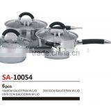 6pcs 18/8 Stainless Steel Food Pans With Glass Lid for Wholesale