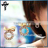 2014 New Fashion Ladies Stud Designs k Gold Color Enamel Rhinestones Latest Trends Bow Tie Earrings in Zinc Alloy Jewelry E00210 thumbnail-1