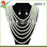 Royal Blue Beaded Necklace Pearl Jewelry Necklace and Earings Set for Sale thumbnail-3