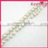Wholesale Pearl Fashion Trimming Wedding Crystal Rhinestone Chain WRC-093 thumbnail-1