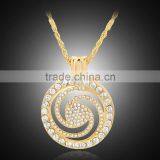 Trendy Hollow Out Long Chain Necklace Wind Pattern Round Gold Plated Rhinestone Pendant Necklace for Women Jewelry Gifts thumbnail-2