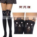 WONDQ Women's Jacquard Cat Thermal Japanese Stocking Pantyhose