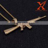 Hip Hop AK-47 Machine Gun 14k Gold Over Stainless Steel Mini Charm Pendant Quality Choice thumbnail-3