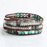 Pure Natural Turquoise Paragraphs Female Winding Bracelet for Men and Women Lovers in Tibet thumbnail-1