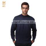 Men Round Neck Cashmere Modern Knitting Sweater, Plain Grey Striated Cashmere Sweater thumbnail-1