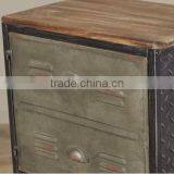 Industrial Metal Frame Wood Top Bookcase With Fluted Doors thumbnail-4