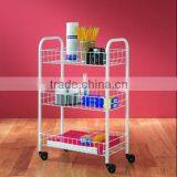 Rolling Cart Wire Shelves 3-tier Storage Holder thumbnail-2