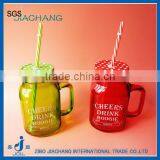 Stained Cheers Drink Glass Letter Juice Cold Coffee Mug With Screw Lid thumbnail-1