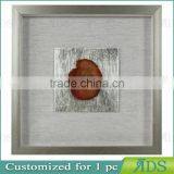 Sliver Shadow Boxes for Wholesale With Mottled Silver Background Encasing Colorful Agate Under Glass thumbnail-1