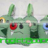 2017 Cute Green Leaf Monster Felt Keychain Made in China thumbnail-1