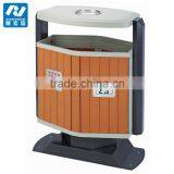 Wooden and Steel Outdoor Trash Can thumbnail-3
