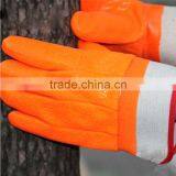 NMSAFETY Orange Fluorescent PVC Sandy Finish Anti-oil Chemical Gloves thumbnail-1