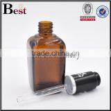 Square 50 ml Amber Glass Vial With Black Press Dropper thumbnail-2