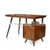 Writing Desk Vintage Style Solid Teak Wood Medium Brown Color With Drawer thumbnail-3