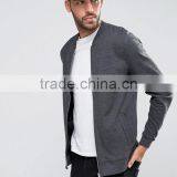 Custom Best Price High Quality New Design Durable Ribbed Collar Cotton Polyester Sweat Fabric Dark Grey Casual Men Bomber Jacket thumbnail-1
