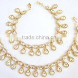 GOLD Tone Crystal Beads PAYAL Anklets Pair thumbnail-3