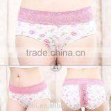 Ladies Mid Waist Underwear Sexy Lace Printing Briefs Pants Hollow Women Underwear thumbnail-2