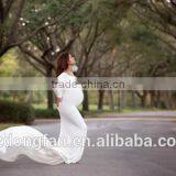 Wholesale Maternity Clothing In Maternity Dress Off Shoulders Sweetheart Neckline Long Sleeves White Gown Dress thumbnail-2