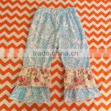NWT Chevron Girls Damask Summer Cotton Short Pants With Ruffles Fashion Cotton Chevron Capri Pants thumbnail-1