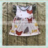 Flutter Sleeve Chicken White Dress With Hens Print Girl Shoes New Model Dress 2016 thumbnail-1