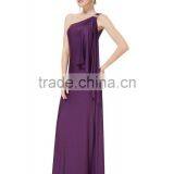 Fashion Sleeveless Dress Long Knitted Elegant One-Shoulder Off Purple Women Dress For OEM thumbnail-2