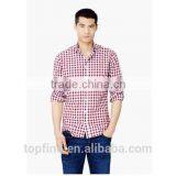 Slim-fit White Button Round Bottom Ginghim Check Cotton Shirt From the Casual Collection thumbnail-1