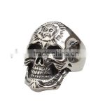 Hot Retro Titanium Steel Jewelry Punk Skull Ring Personality Exaggerated Double-Headed Face Ring