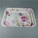 3pcs Flower Pattern Design Melamine Rectangular Serving Trays Set thumbnail-1