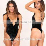 2017 Sexy Women Slimming Bodysuit in Black Velvet thumbnail-1