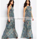 2016 Summer Europe Printed Loose Sleeveless Laides Fancy Long Maxi Dress