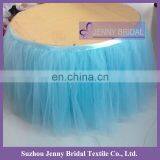 TS091#48 2016 new bridal light blue tutu ruffled tulle table skirt